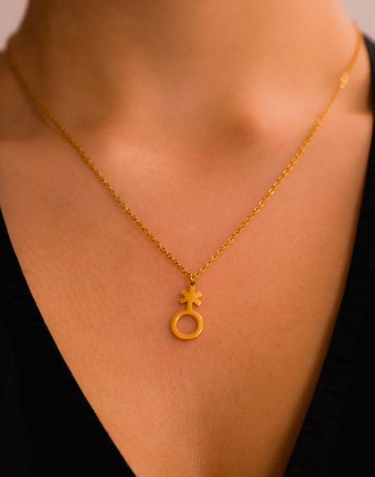 Gold non binary symbol necklace  - 16-20" inches