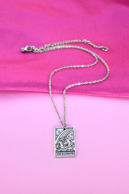 Rainbow tarot card necklace 