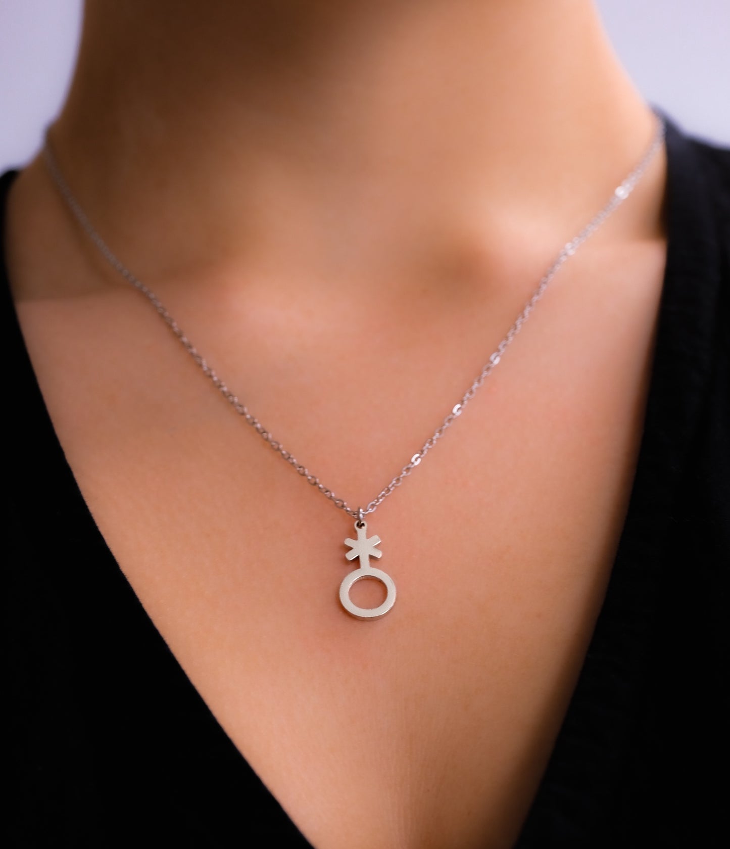 Silver non binary symbol necklace 