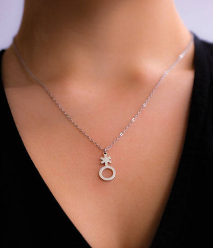 Silver non binary symbol necklace 