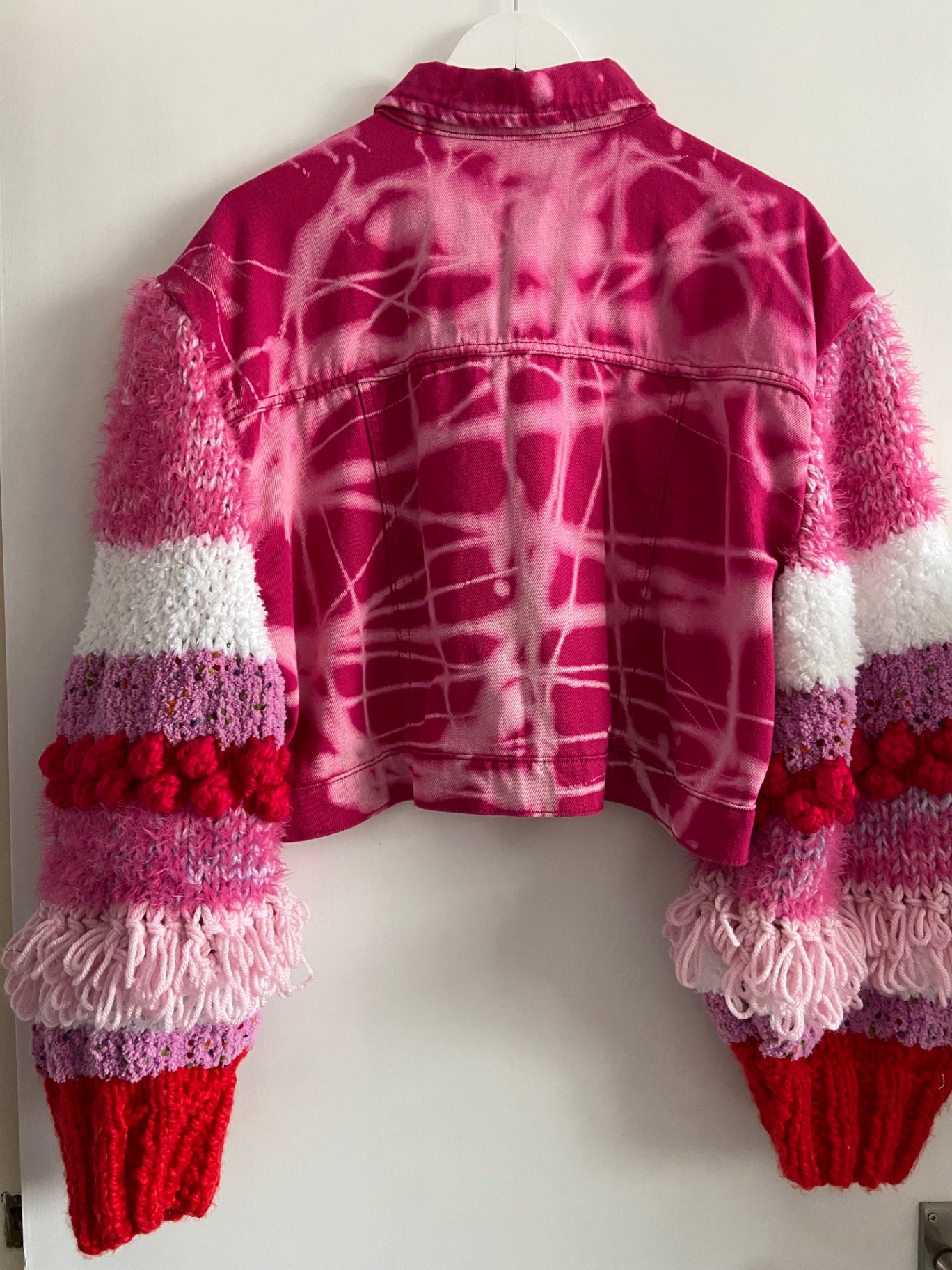 Pink Bleach Dye Denim Jacket