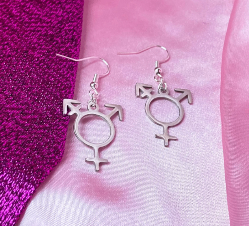 Transgender symbol earrings silver 