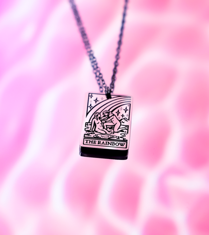 Rainbow tarot card necklace 