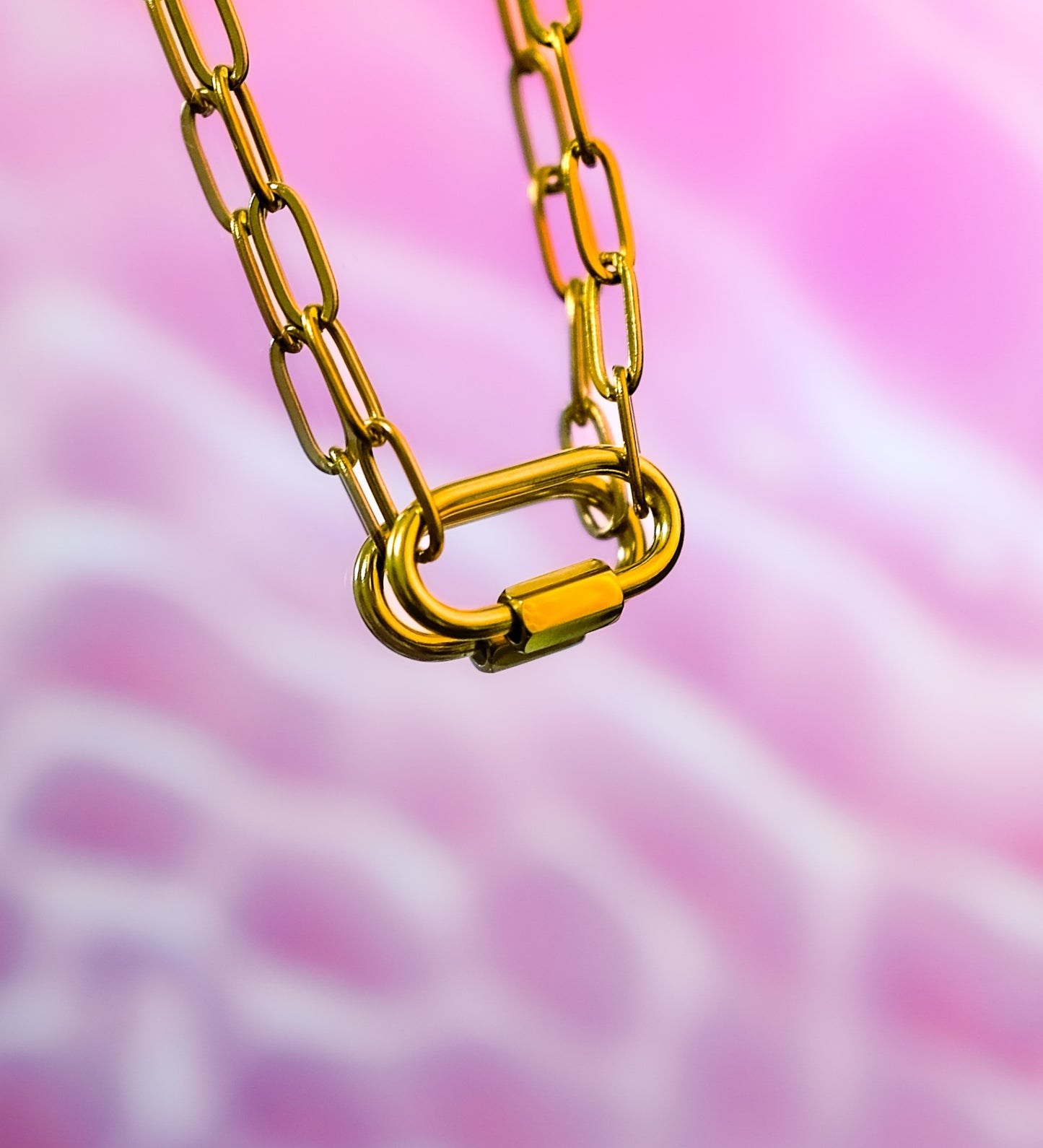 Gold carabiner necklace
