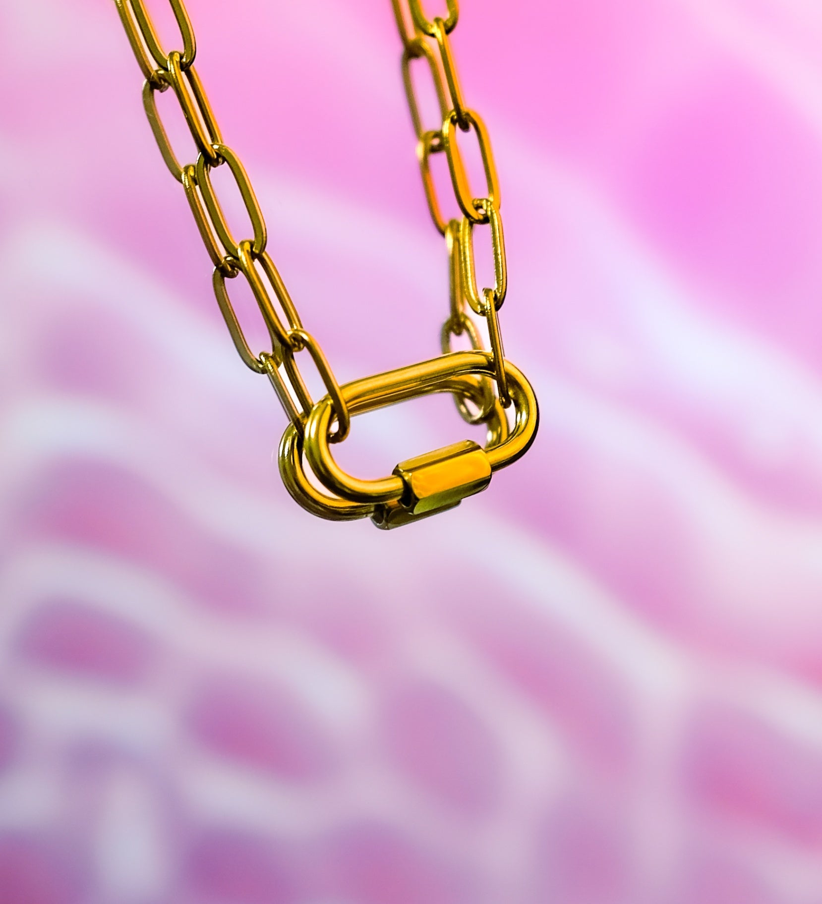 Gold carabiner necklace