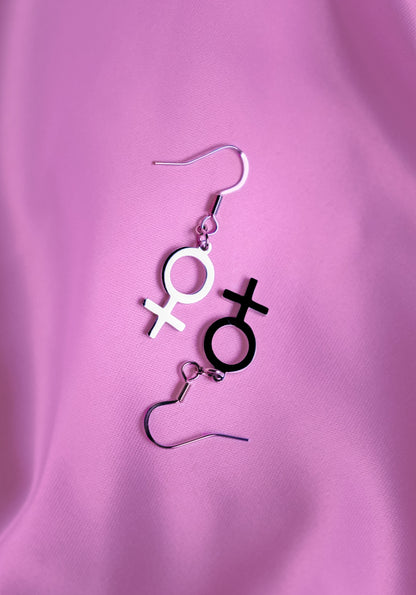 Silver Venus Symbol earrings 