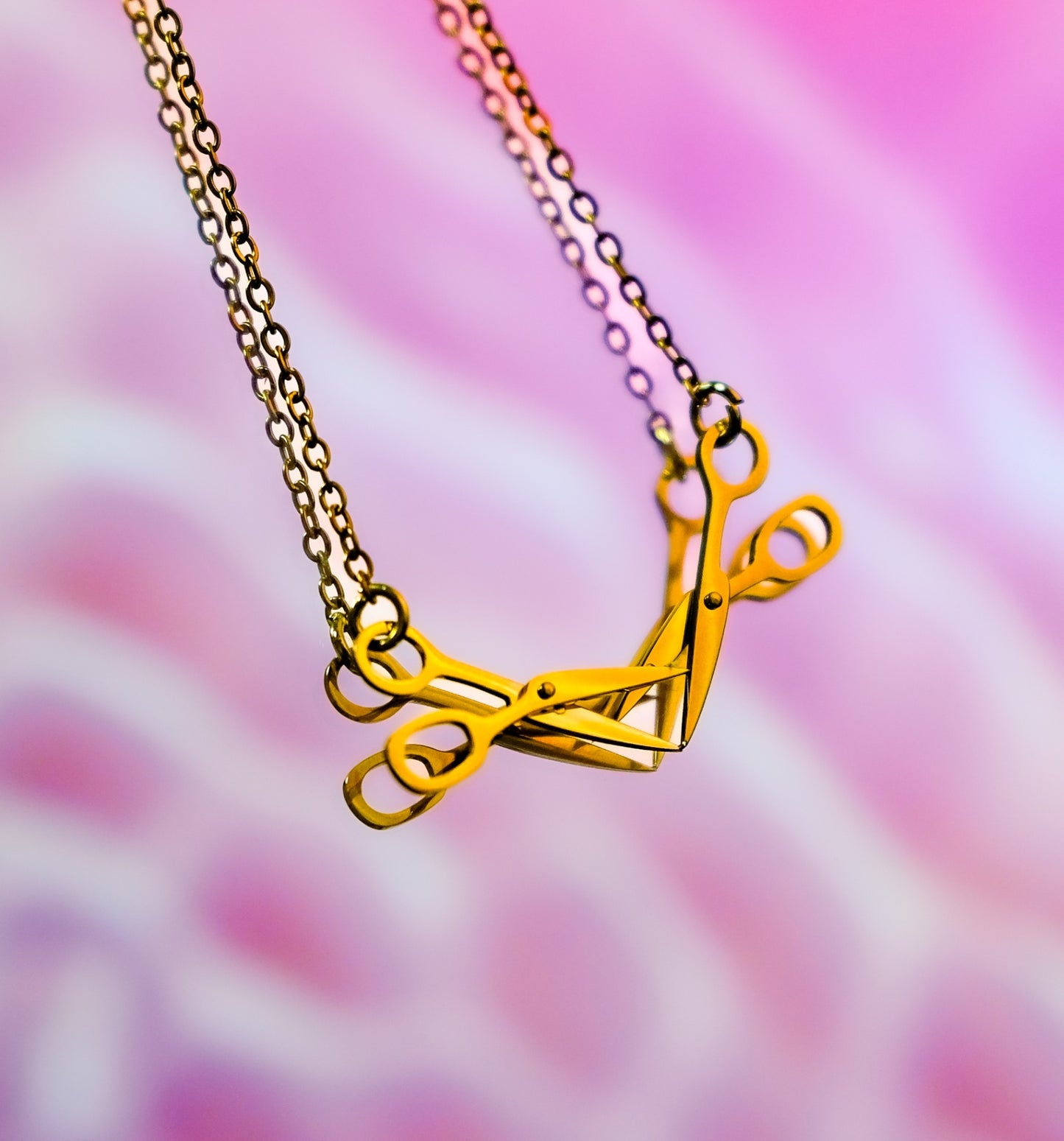 Gold double scissor necklace