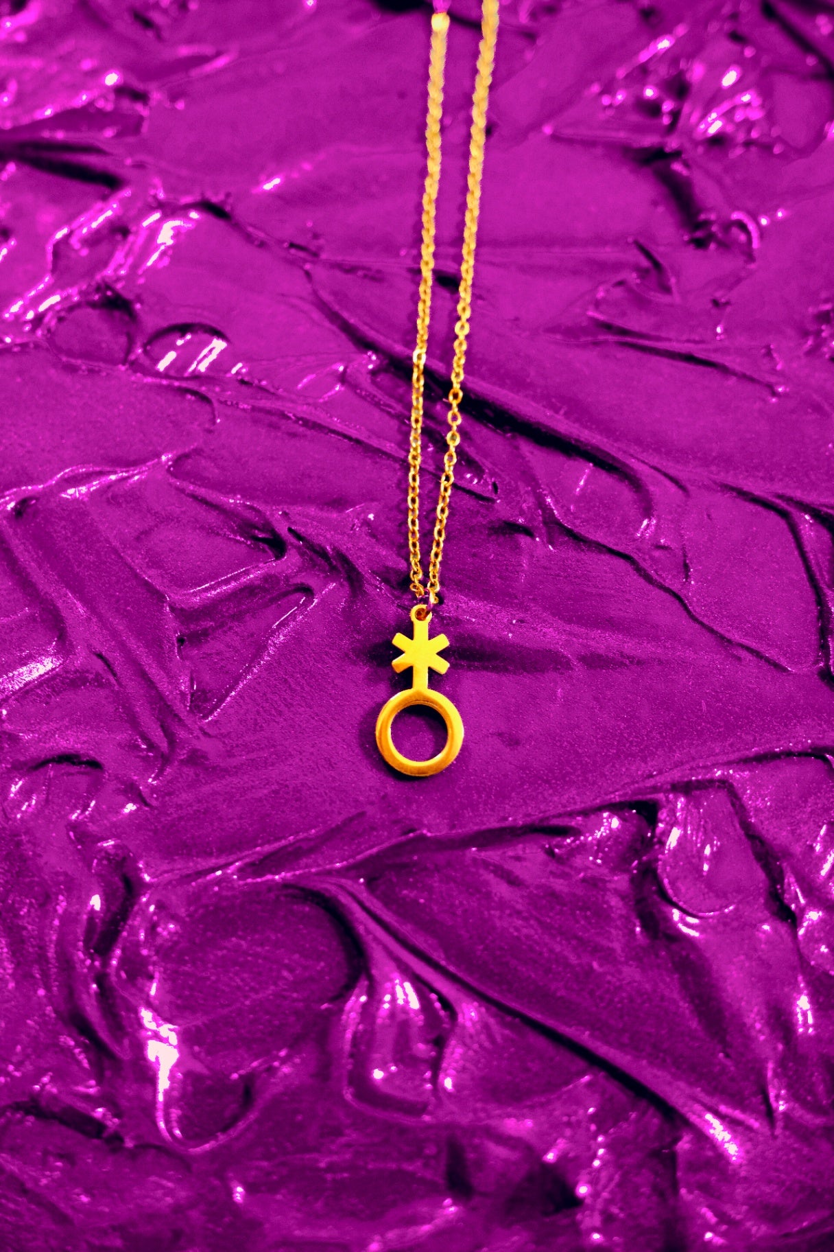 Gold non binary symbol necklace  - 16-20" inches