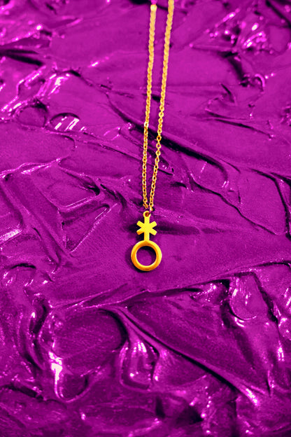 Gold non binary symbol necklace  - 16-20" inches