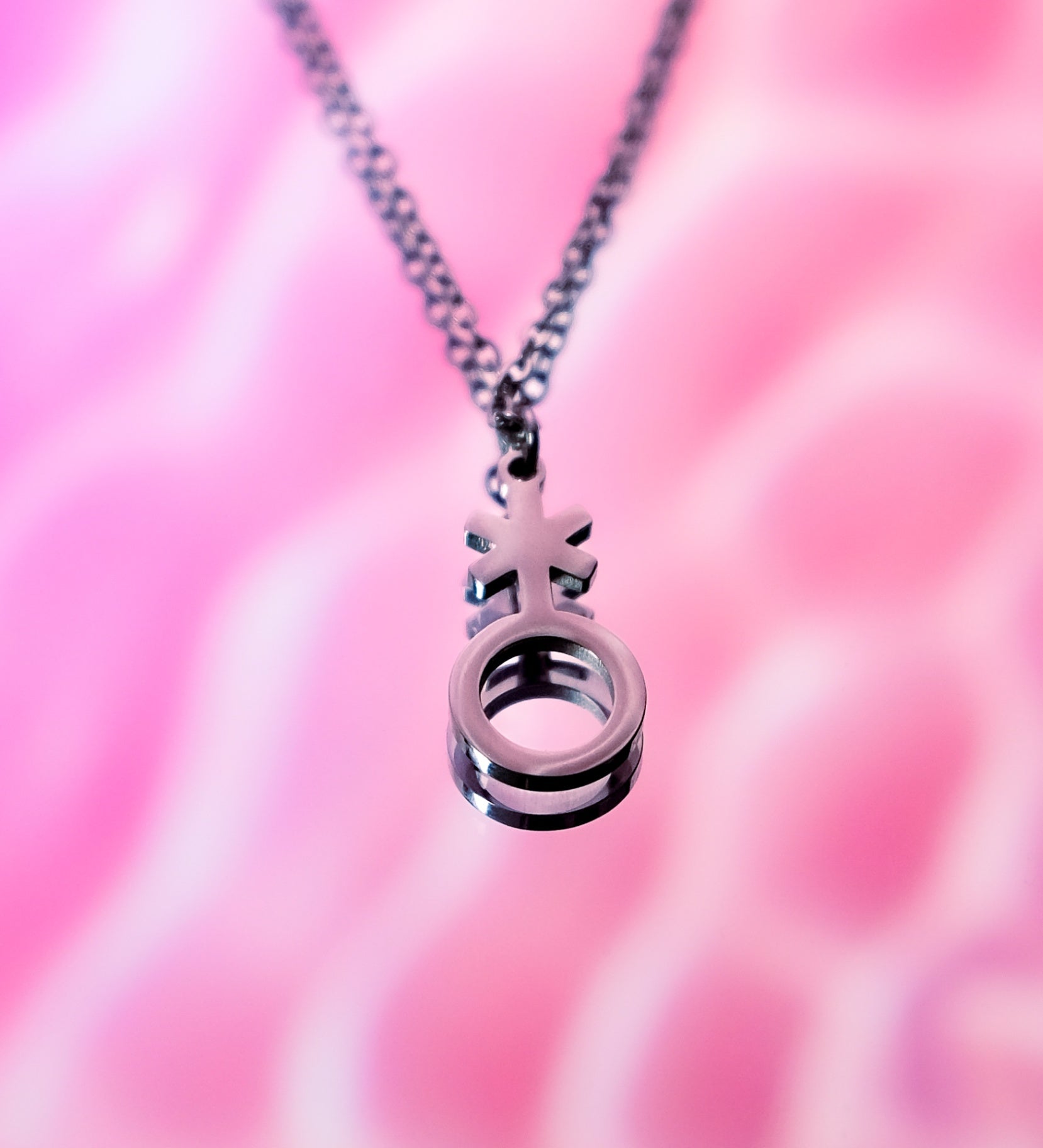 Silver non binary symbol necklace 
