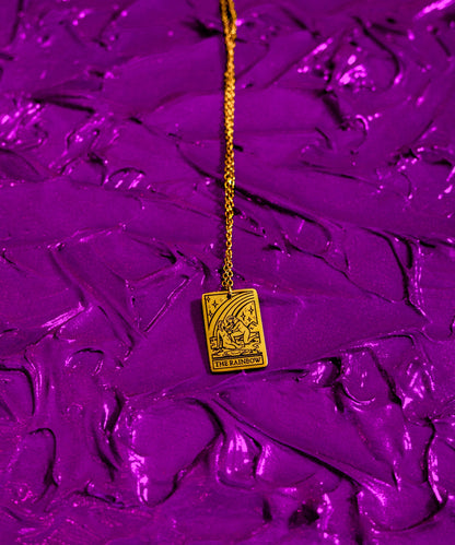 Gold Rainbow Tarot Card Necklace 