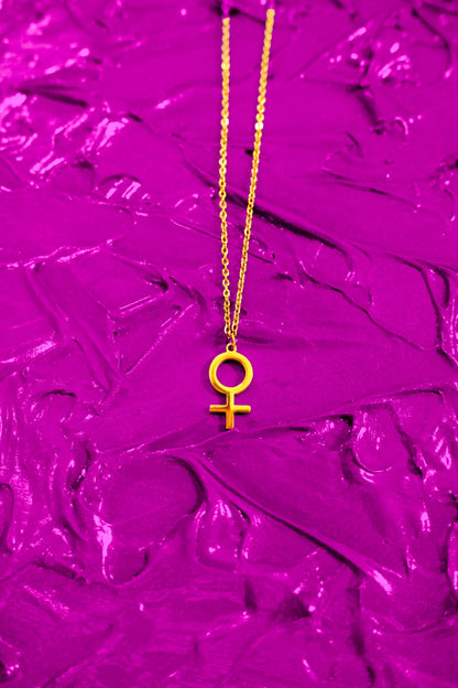 Gold venus symbol necklace - 18 inches