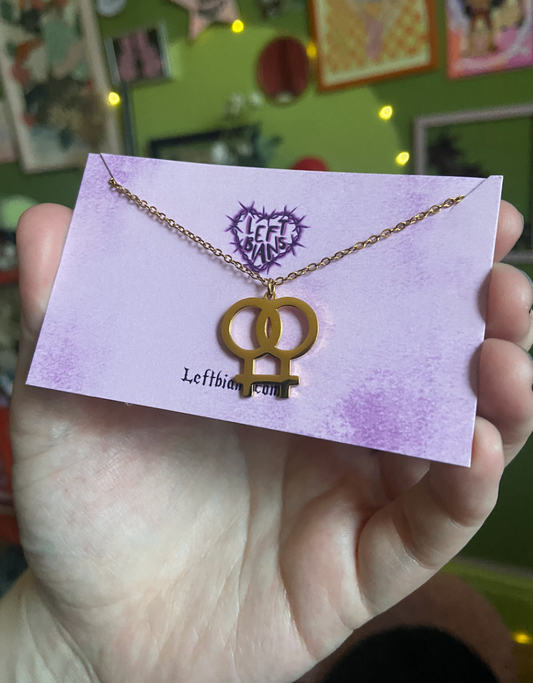 Gold double venus necklace 