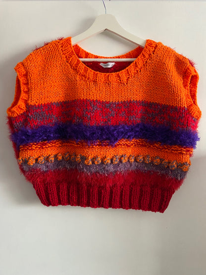 Multi Coloured Hand-knit Tank Top