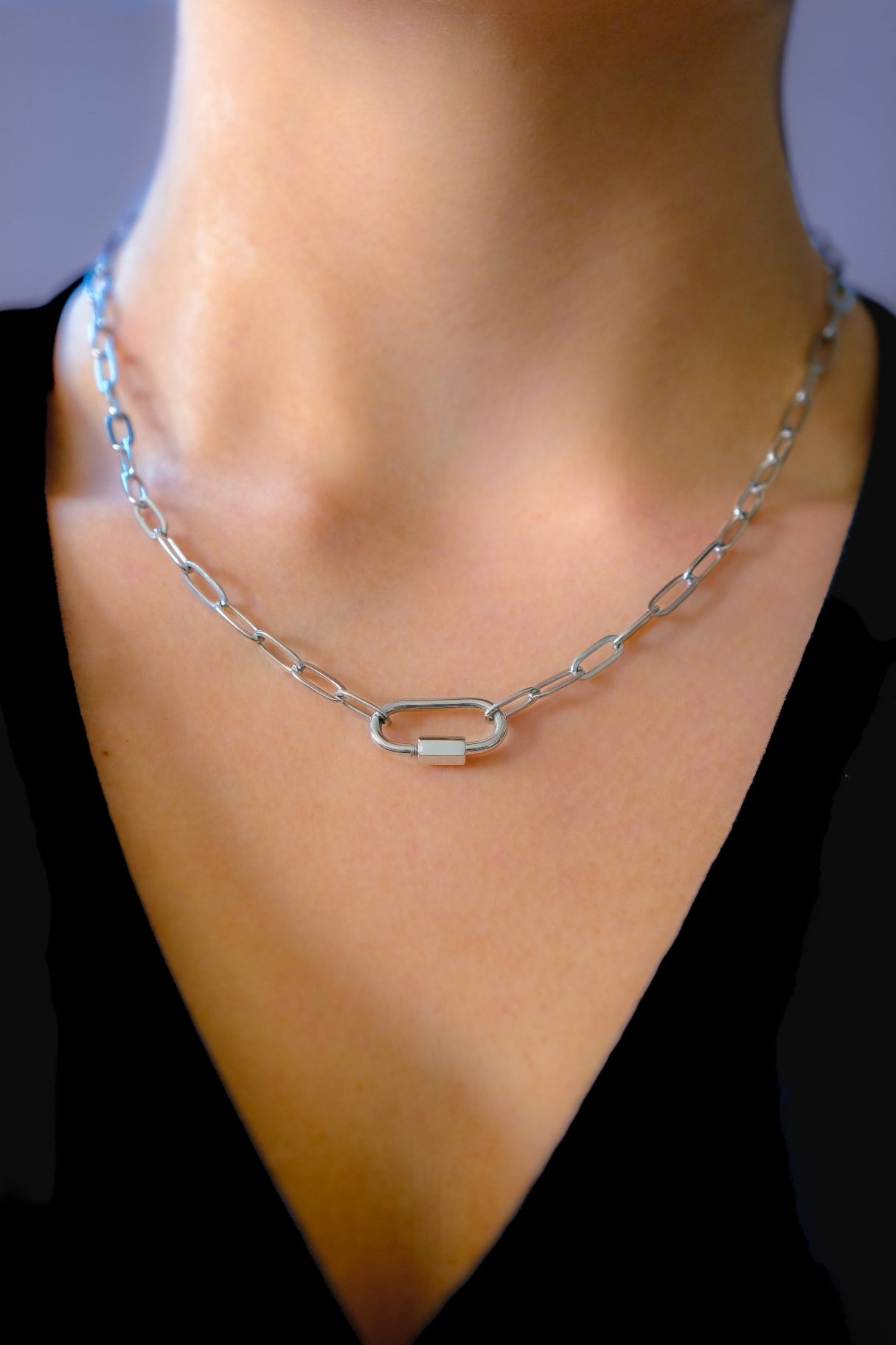 Silver carabiner necklace 