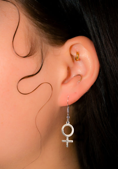 Silver Venus Symbol earrings 