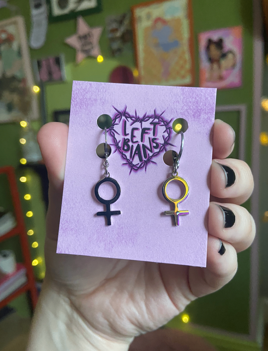 Silver Venus huggie hoop earrings