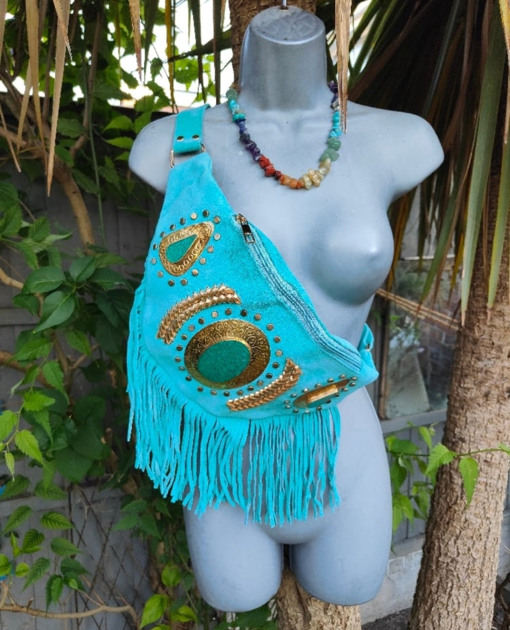 Dolly bum bag / crossbody with Moroccan stone detailing TURQUOISE 