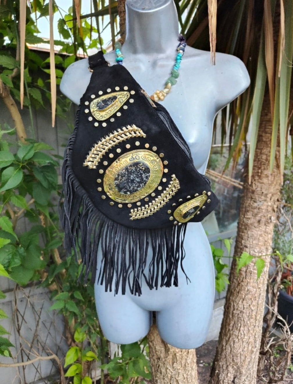 Dolly bum bag / crossbody with Moroccan stone detailing BLACK