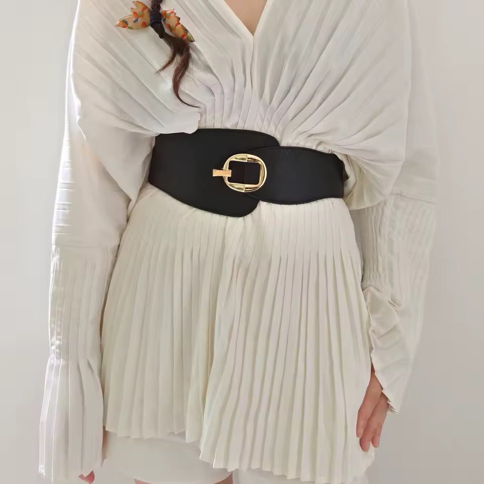 Black Stretch Gold Buckle Belt