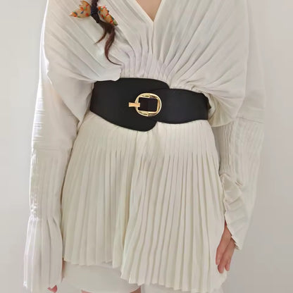 Black Stretch Gold Buckle Belt