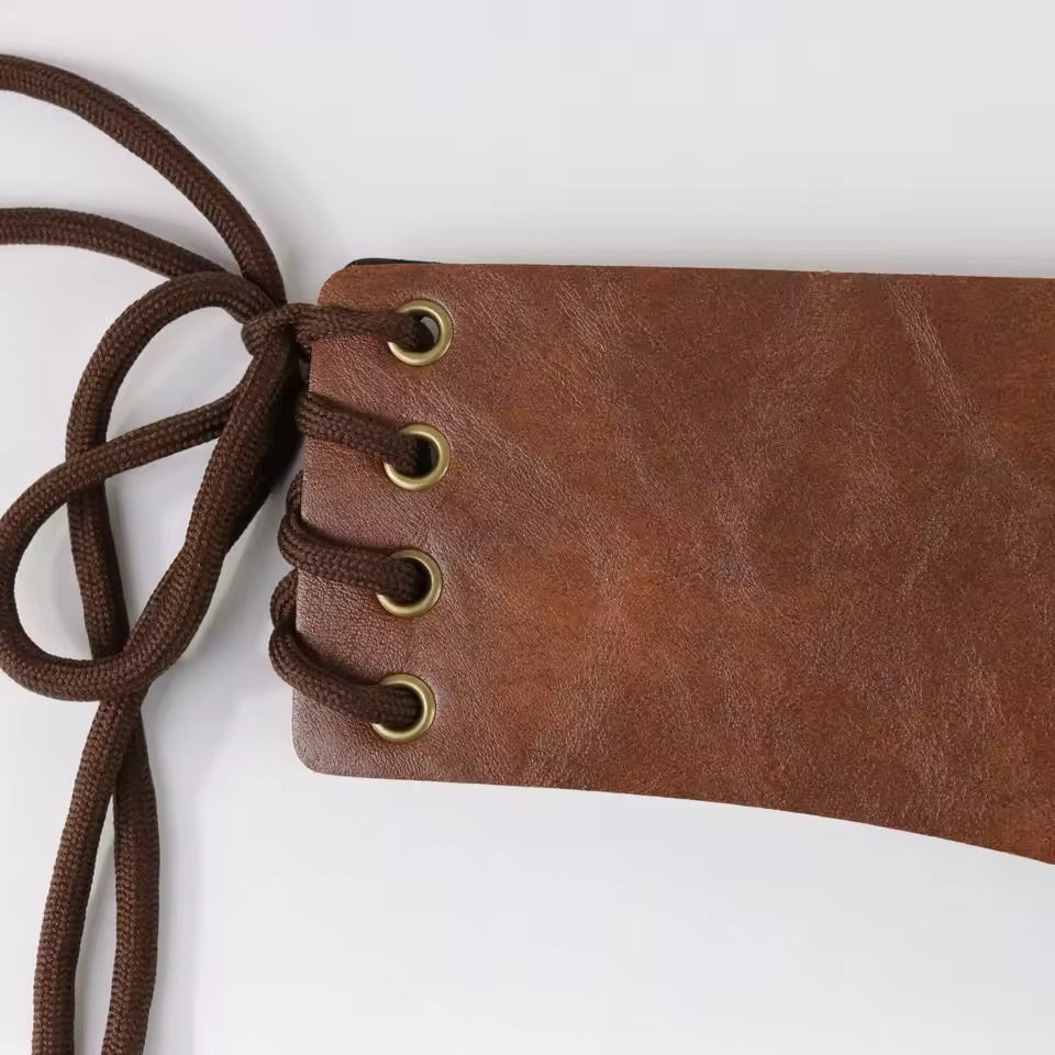 Brown Corset Tie Belt 