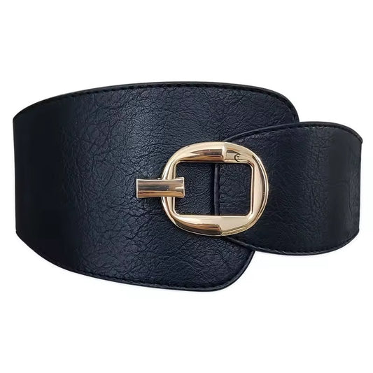 Black Stretch Gold Buckle Belt