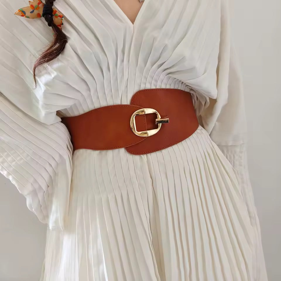 Brown Stretch Gold Buckle Belt