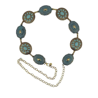 Bloom Gold Blue Stone Chain Belt