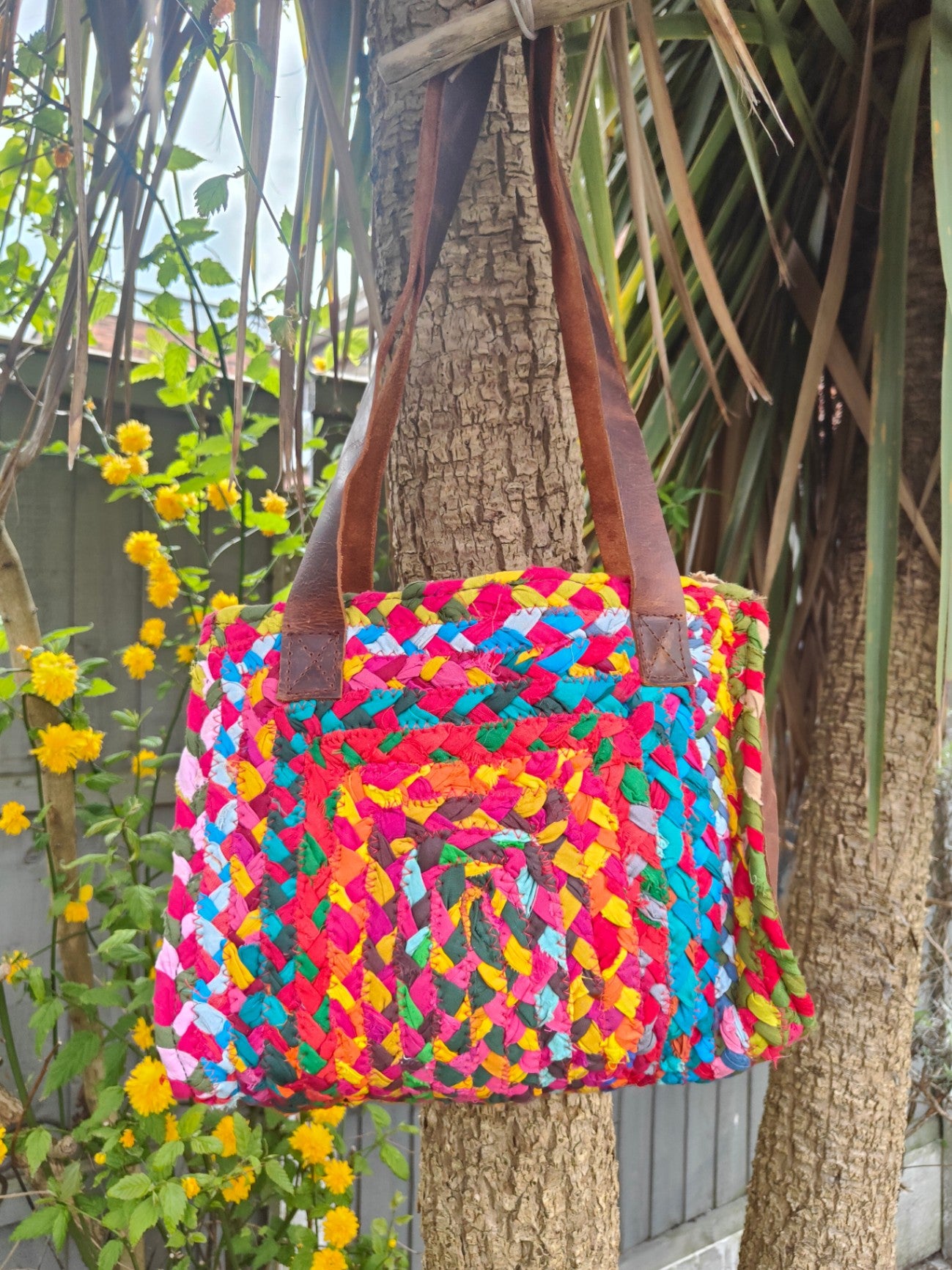 Sari rag rug hand bag / shoulder bag 