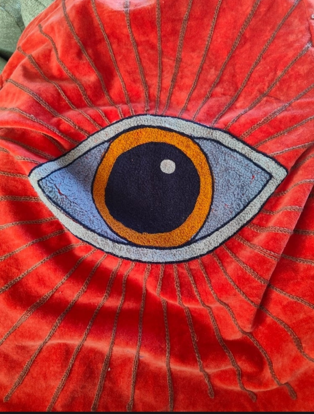 Wanderlust evil eye protection velvet jacket Brown