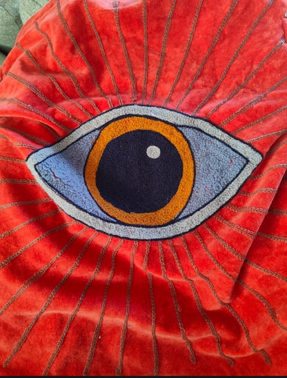 Wanderlust evil eye protection velvet jacket Brown
