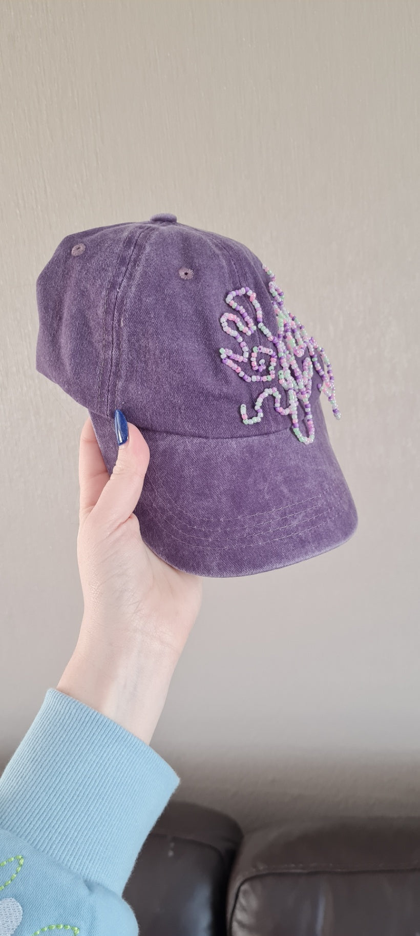 Beaded Purple Cap
