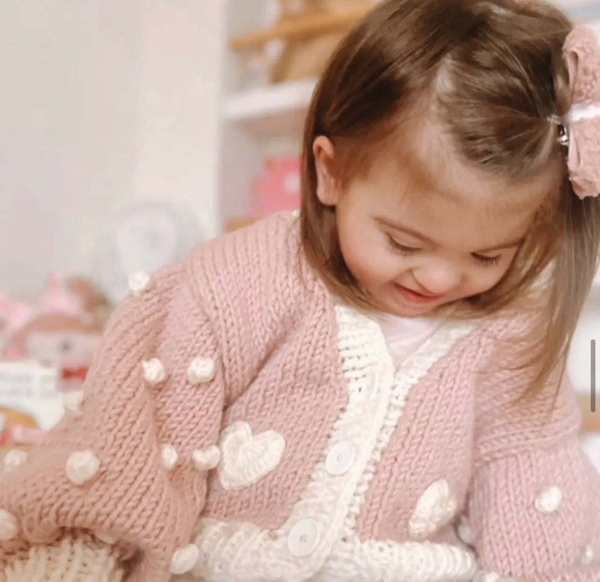 1/2yrs Pink With Cream Heart And Bobbles