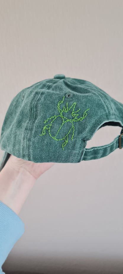 Green Beetle Embroidered Cap