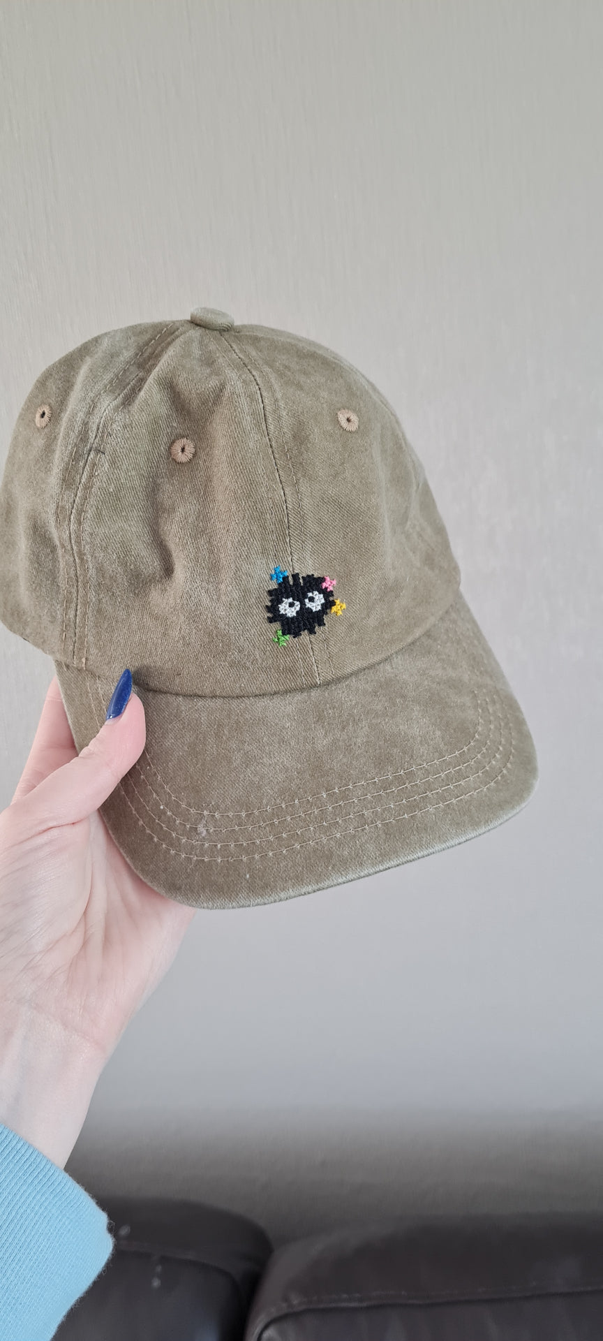 Soot Sprite Embroidered Cross Stitch Cap