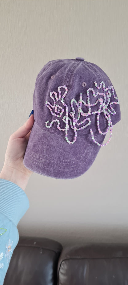 Beaded Purple Cap