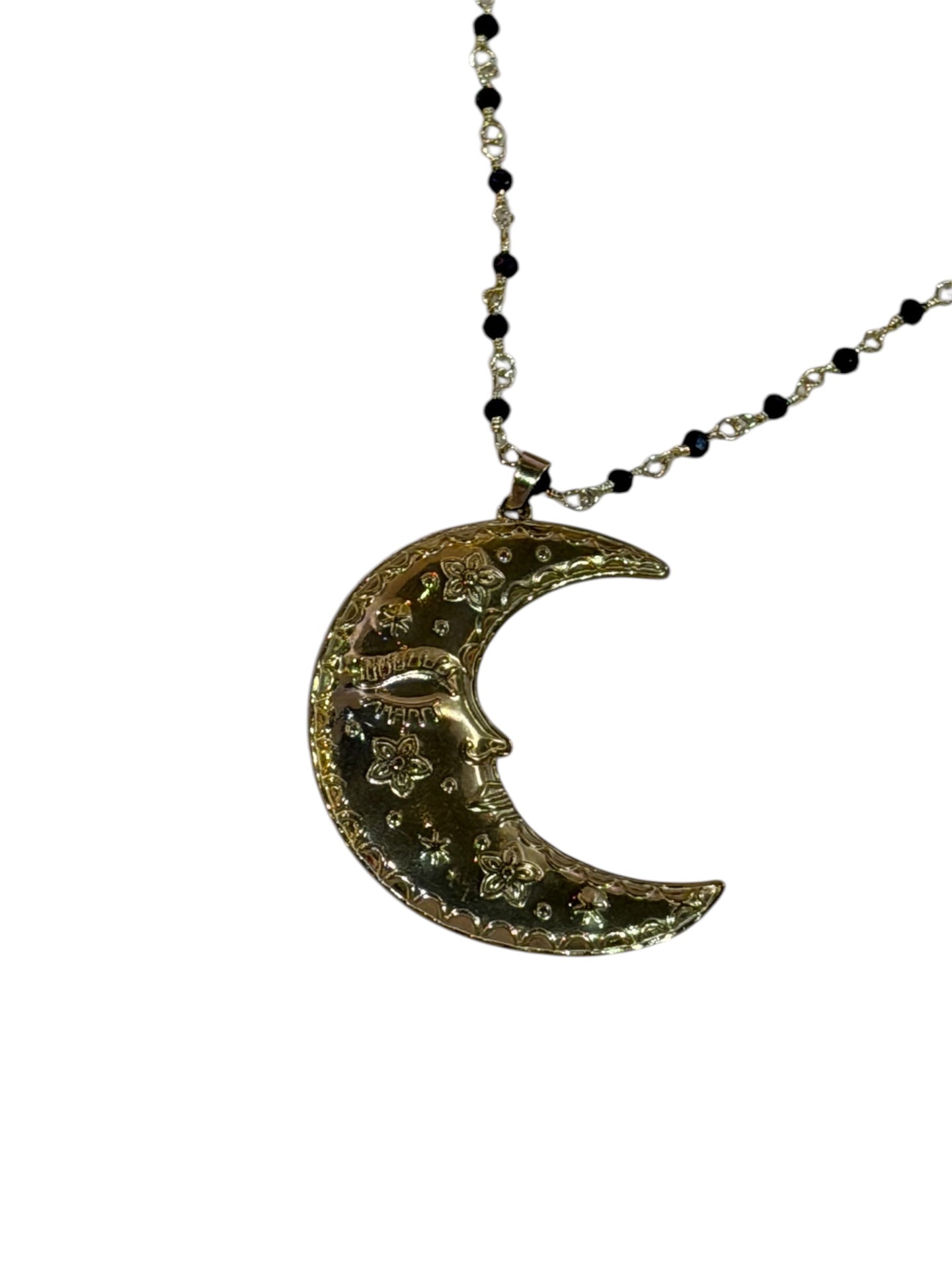 Talisman Gold Moon Crystal Chain Necklace 