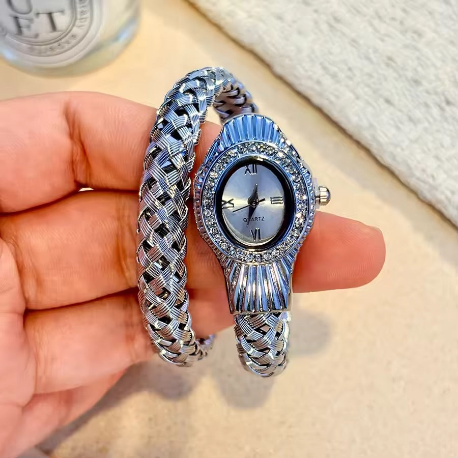 Woven Silver Snake Watch Stainless Steel