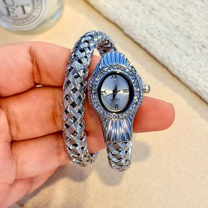 Woven Silver Snake Watch Stainless Steel