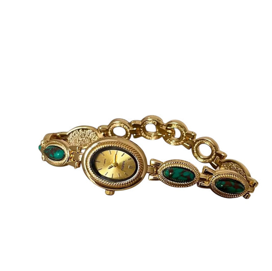 Gold Beaded Chain Watch