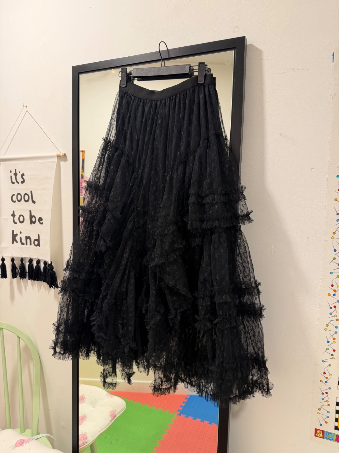 Black Love Heart Western Maxi Skirt