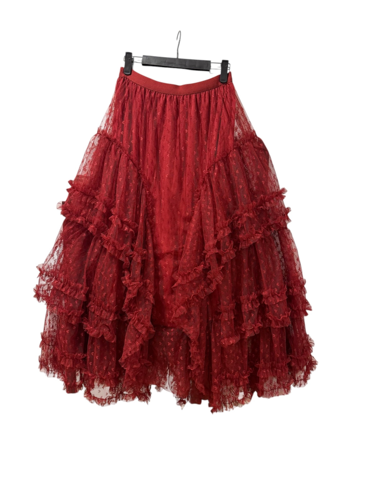 Red Love Heart Western Maxi Skirt