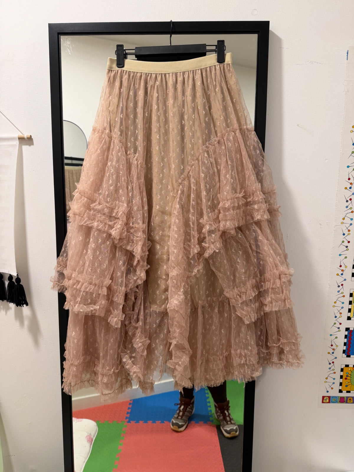 Apricot Love Heart Western Maxi Skirt