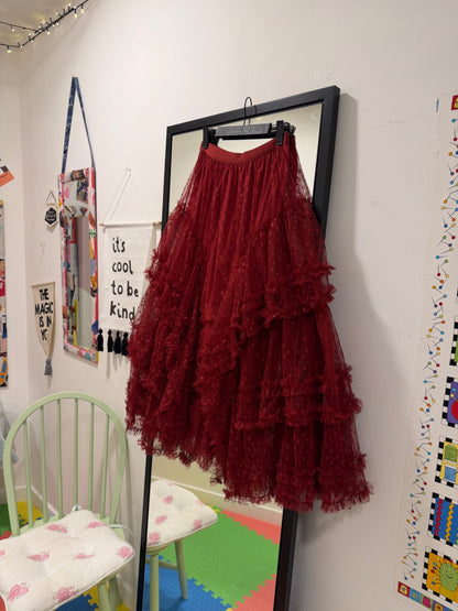 Red Love Heart Western Maxi Skirt