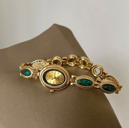 Gold Beaded Chain Watch