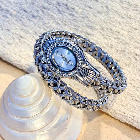 Woven Silver Snake Watch Stainless Steel