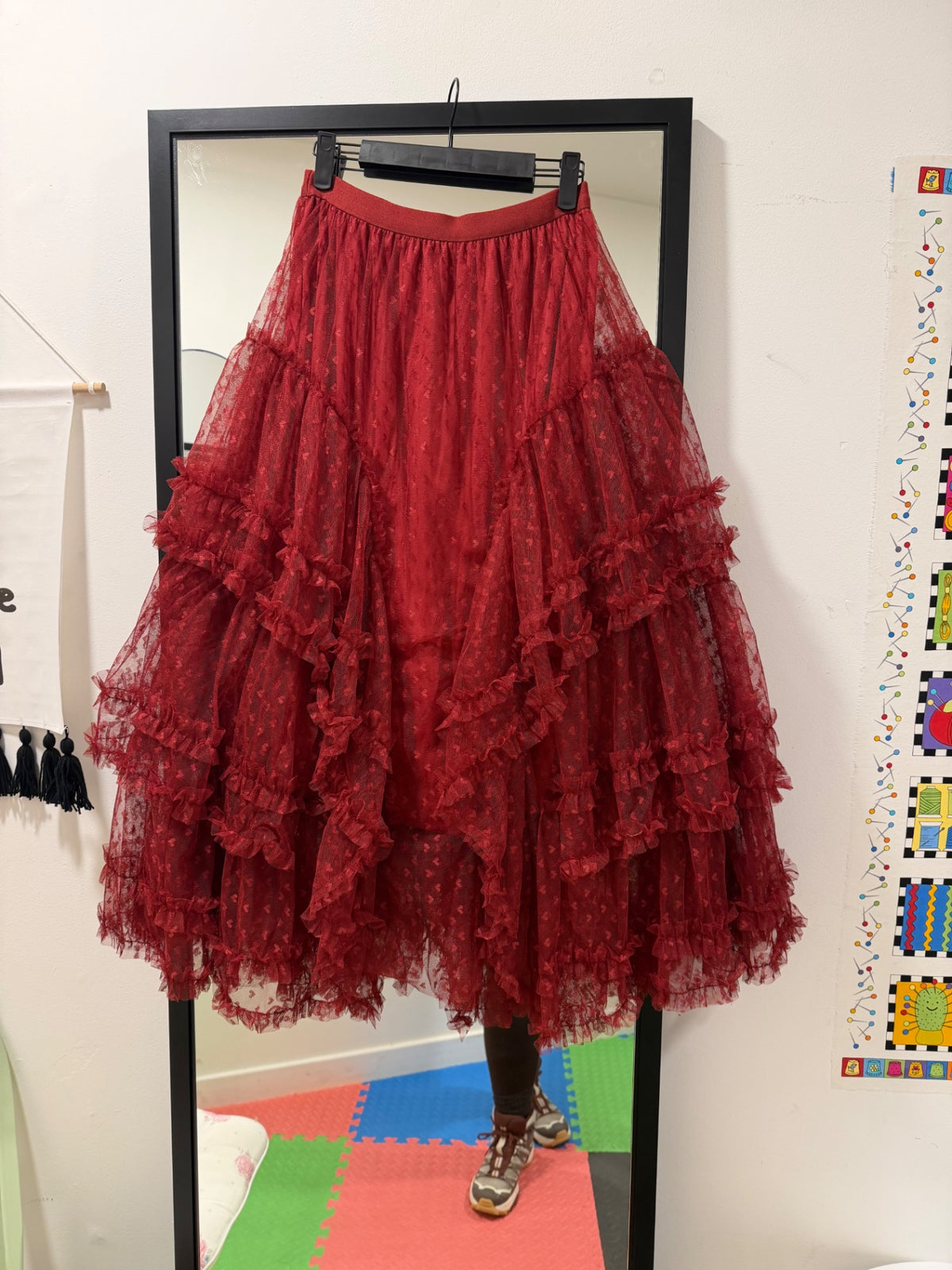 Red Love Heart Western Maxi Skirt