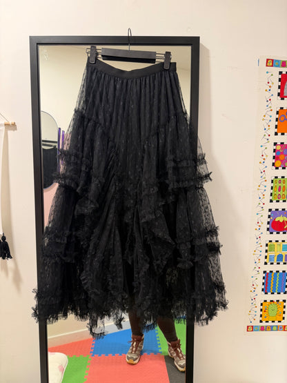 Black Love Heart Western Maxi Skirt