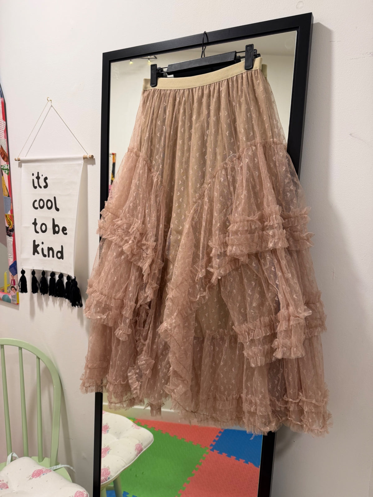 Apricot Love Heart Western Maxi Skirt